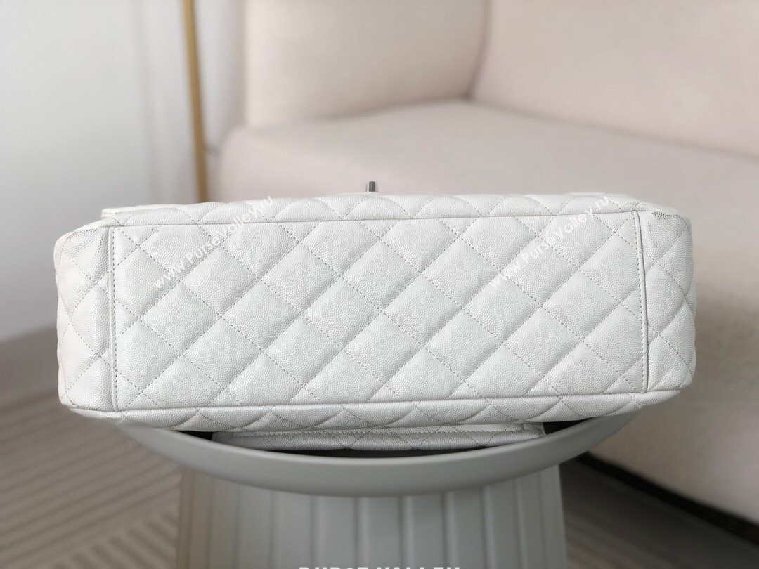 Chanel XXL Airline Travel Flap Bag inGrained Leather A4661 White/Silver 2024 Top (SM-23122125)