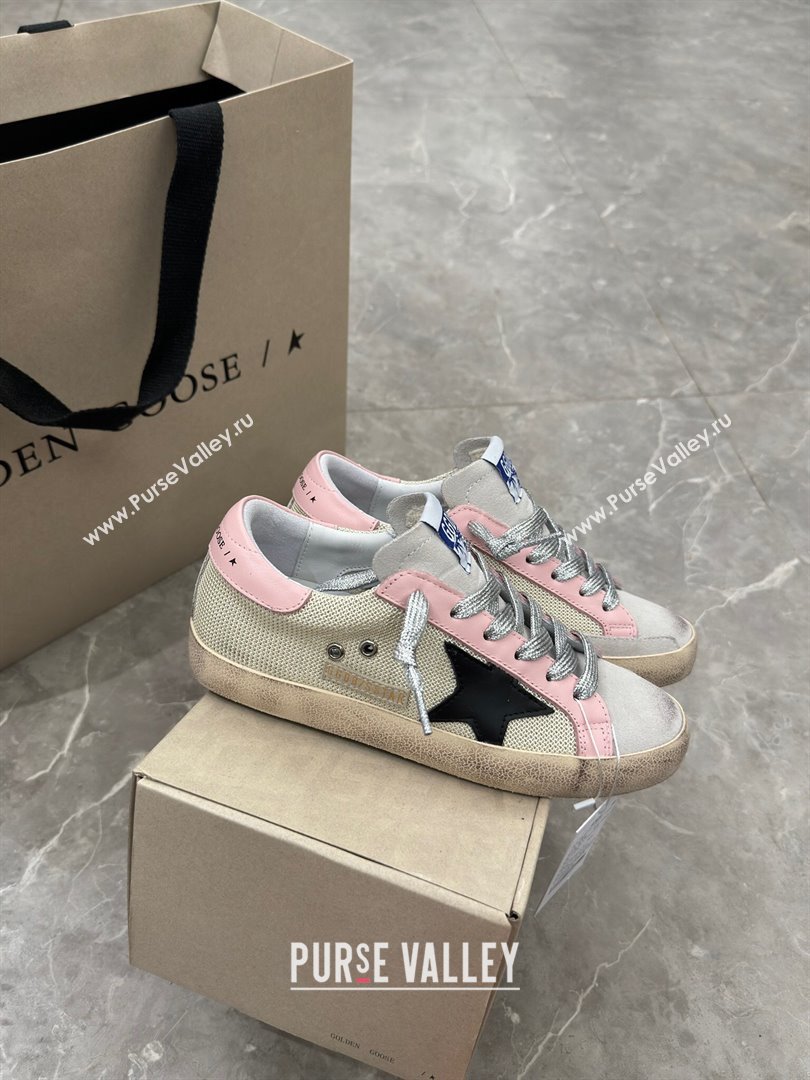 Golden Goose Super-Star Sneakers in Mesh and Light Pink Leather 2024 0702 (13-240702113)