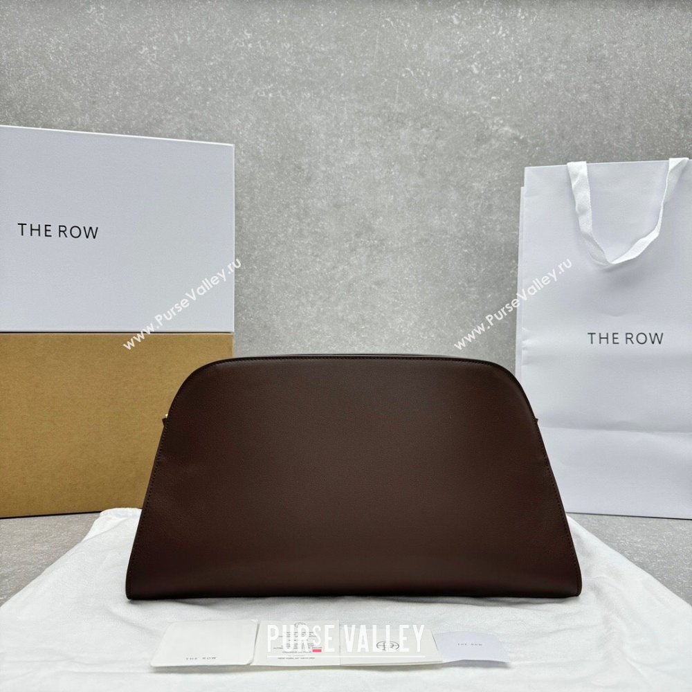 The Row Margaux Clutch in Smooth Leather Chocolate 2025 1843 (ningm-250408056)