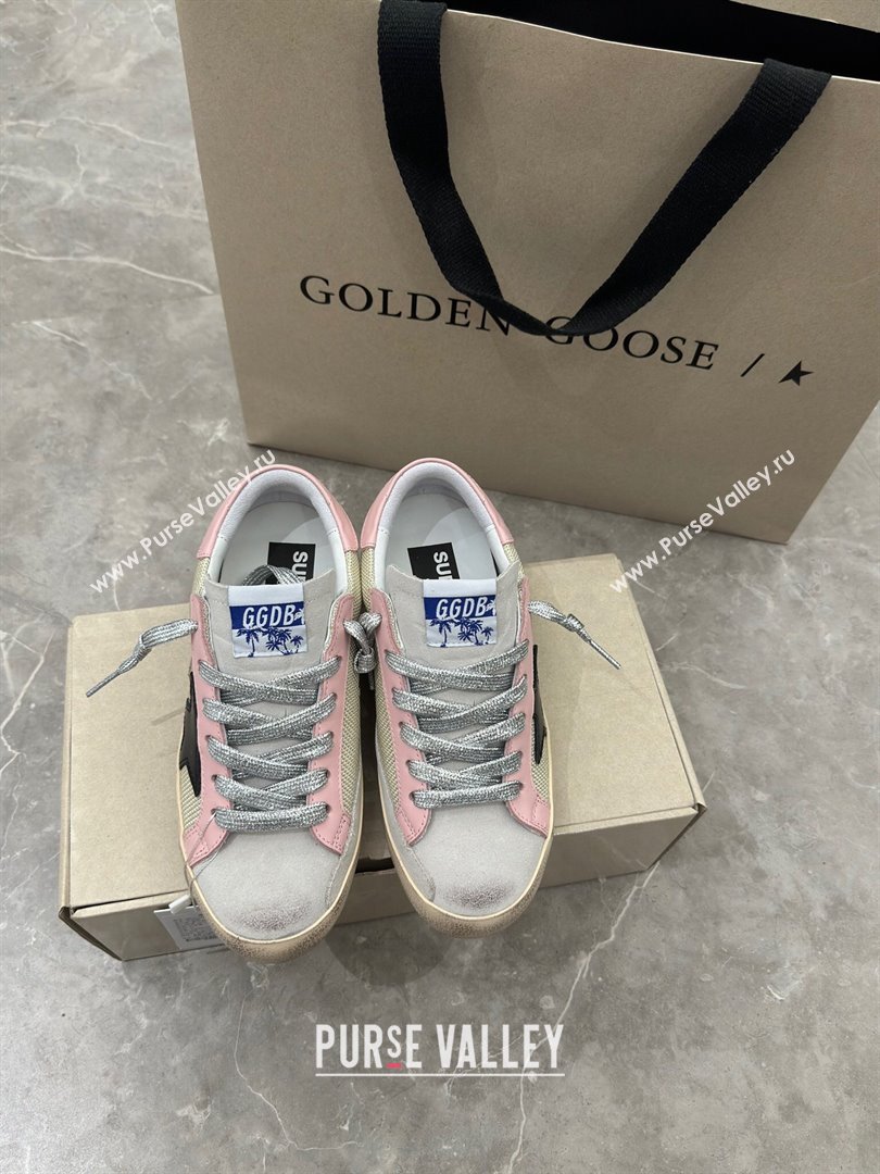 Golden Goose Super-Star Sneakers in Mesh and Light Pink Leather 2024 0702 (13-240702113)