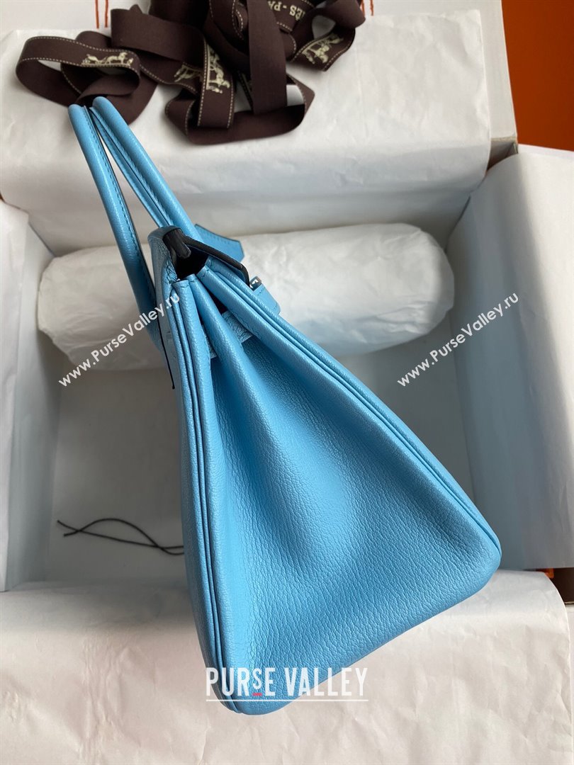Hermes Birkin 25cm/30cm Bag in Original Chevre Leather Candy Blue/Silver 2024 (Full Handmade) (XYA-24041001)