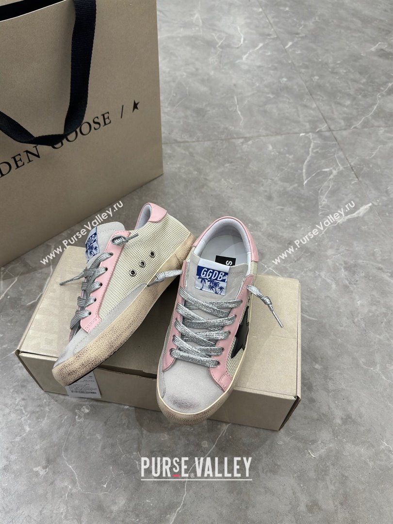 Golden Goose Super-Star Sneakers in Mesh and Light Pink Leather 2024 0702 (13-240702113)