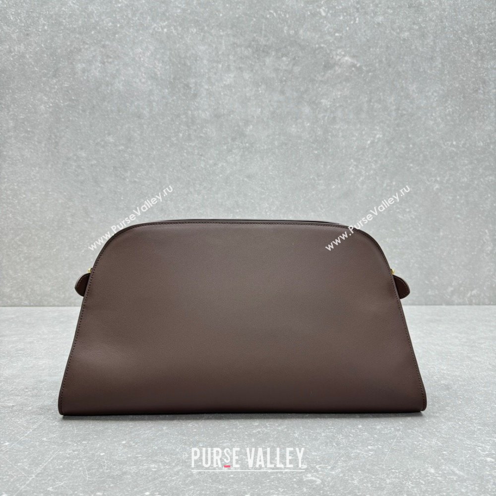 The Row Margaux Clutch in Smooth Leather Chocolate 2025 1843 (ningm-250408056)