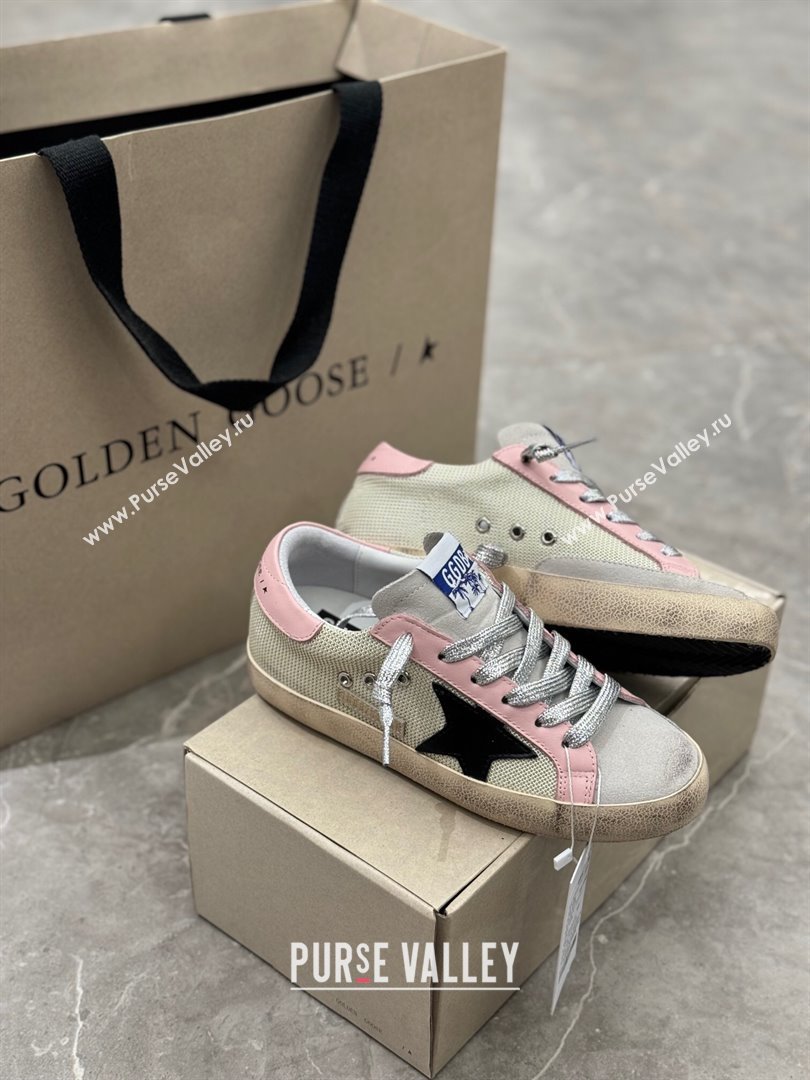 Golden Goose Super-Star Sneakers in Mesh and Light Pink Leather 2024 0702 (13-240702113)