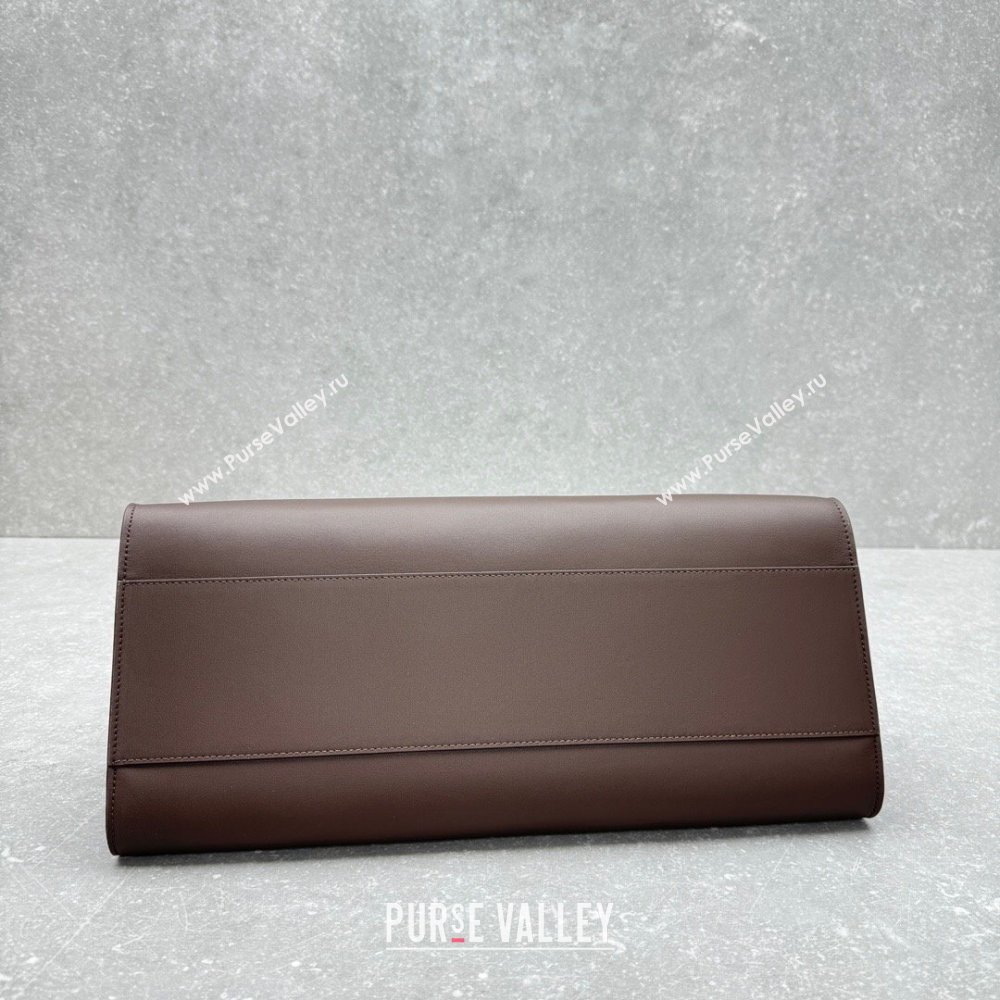 The Row Margaux Clutch in Smooth Leather Chocolate 2025 1843 (ningm-250408056)