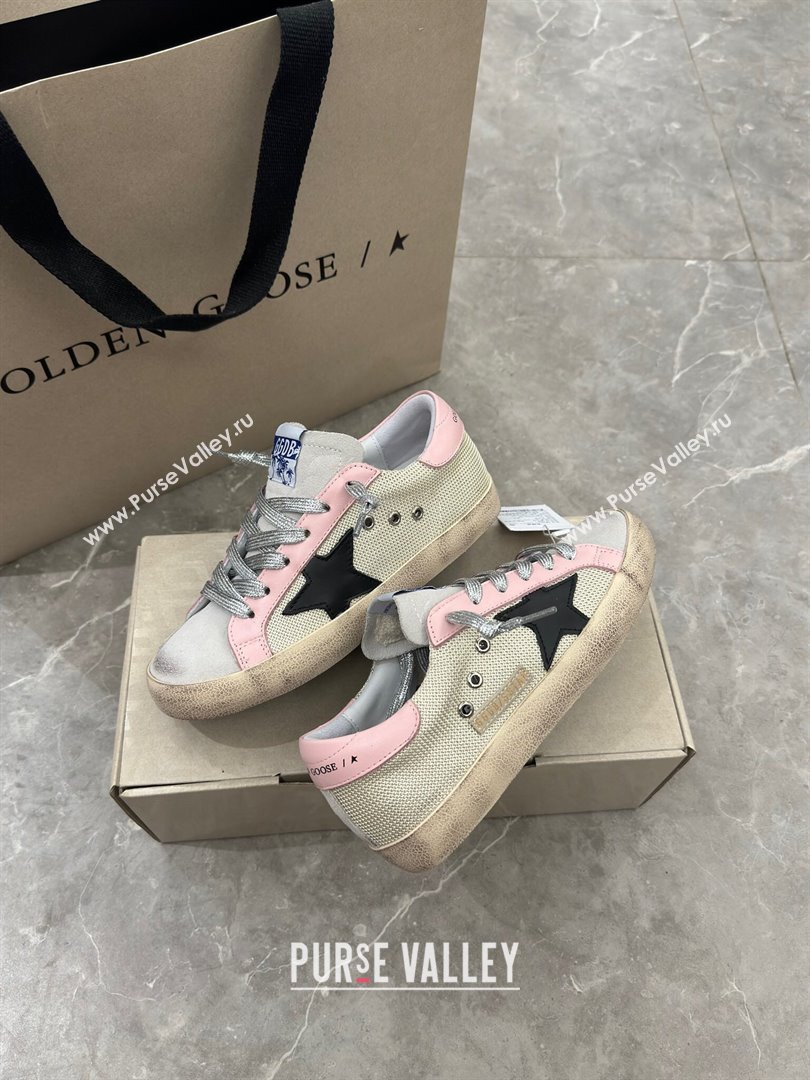 Golden Goose Super-Star Sneakers in Mesh and Light Pink Leather 2024 0702 (13-240702113)