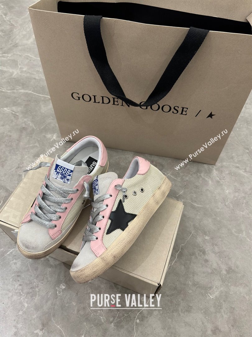 Golden Goose Super-Star Sneakers in Mesh and Light Pink Leather 2024 0702 (13-240702113)