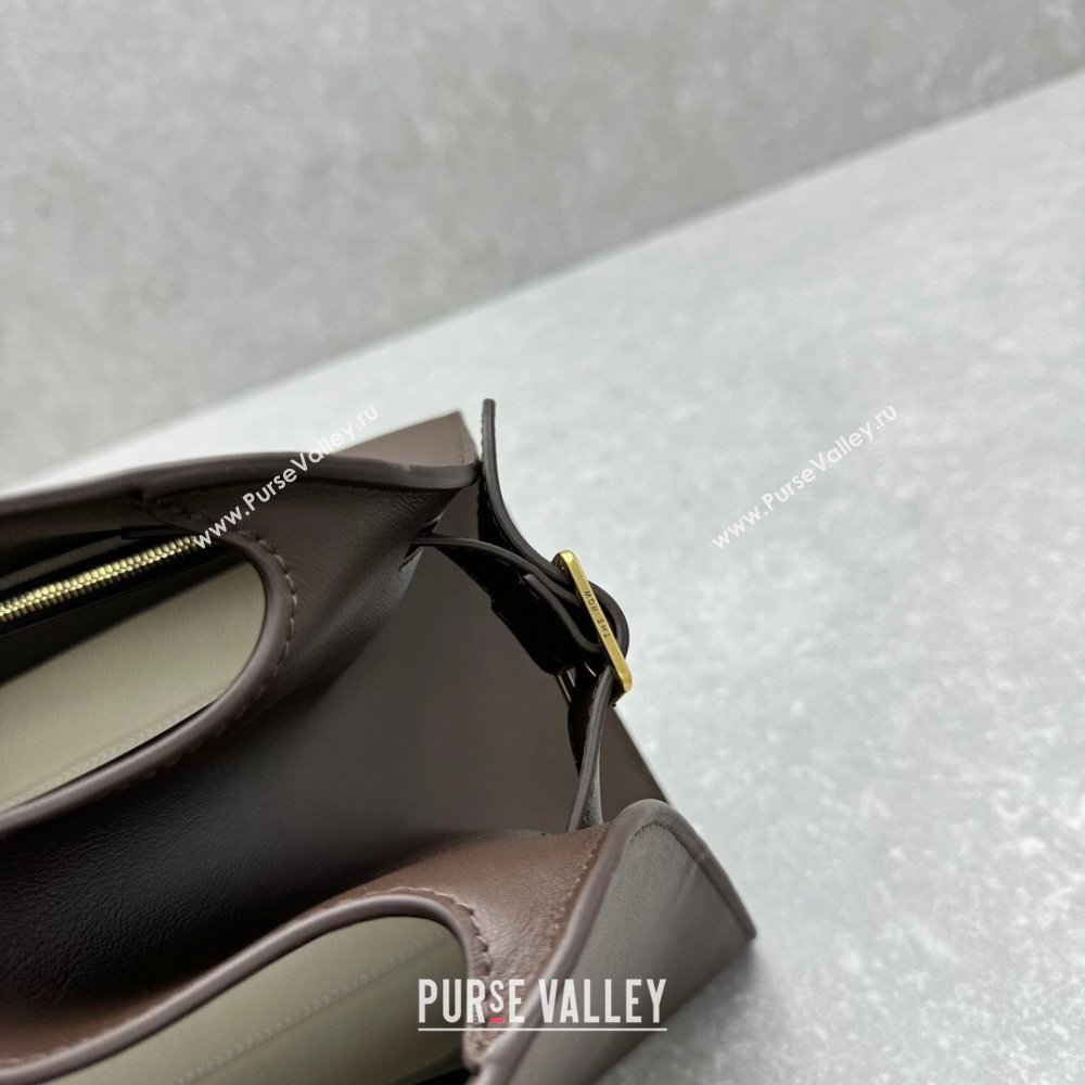 The Row Margaux Clutch in Smooth Leather Chocolate 2025 1843 (ningm-250408056)
