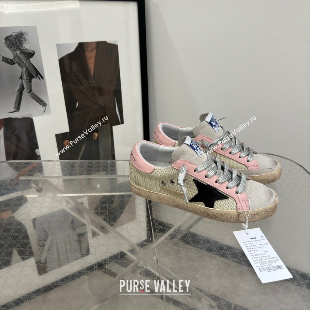 Golden Goose Super-Star Sneakers in Mesh and Light Pink Leather 2024 0702 (13-240702113)