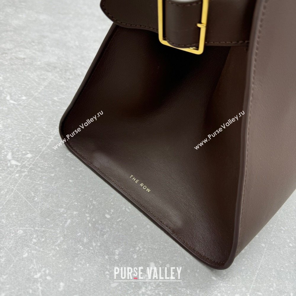 The Row Margaux Clutch in Smooth Leather Chocolate 2025 1843 (ningm-250408056)