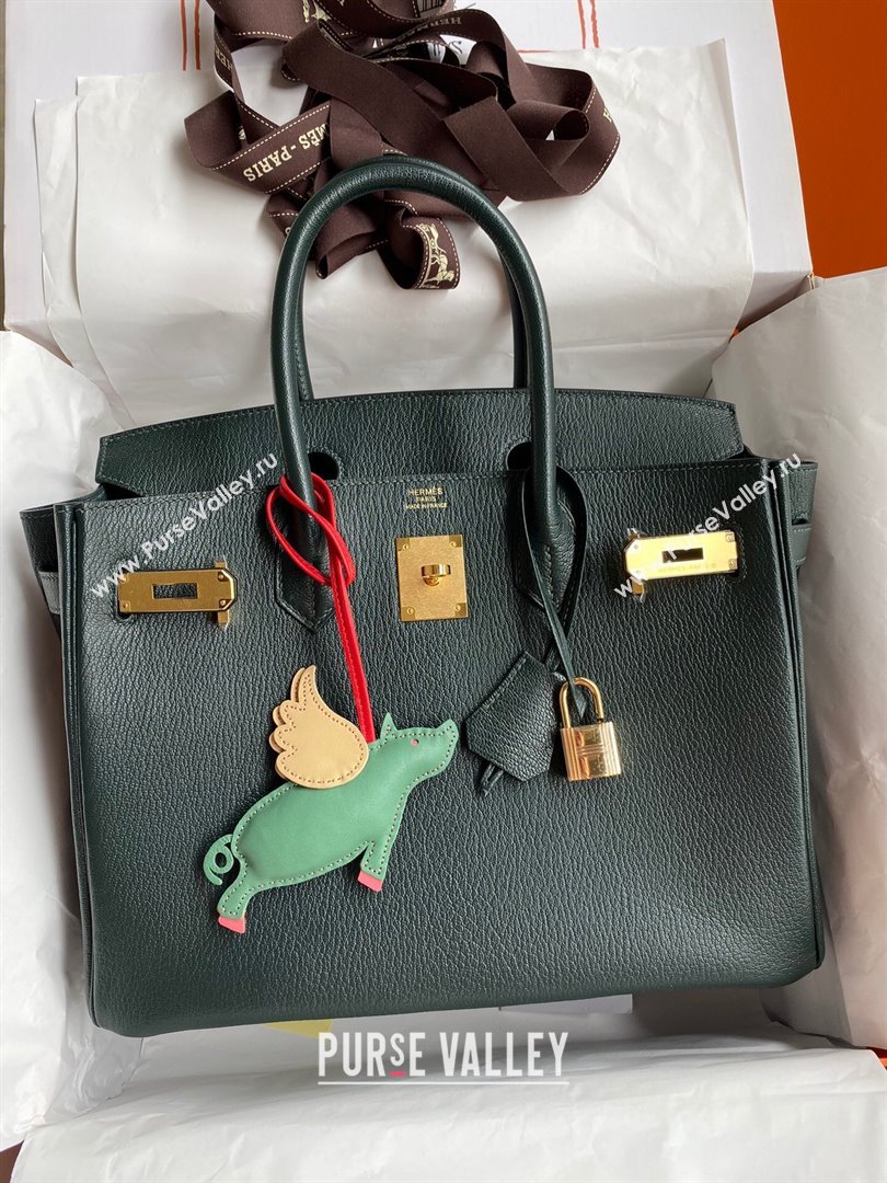 Hermes Birkin 25cm/30cm Bag in Original Chevre Leather Deep Green/Gold 2024 (Full Handmade) (XYA-24041002)