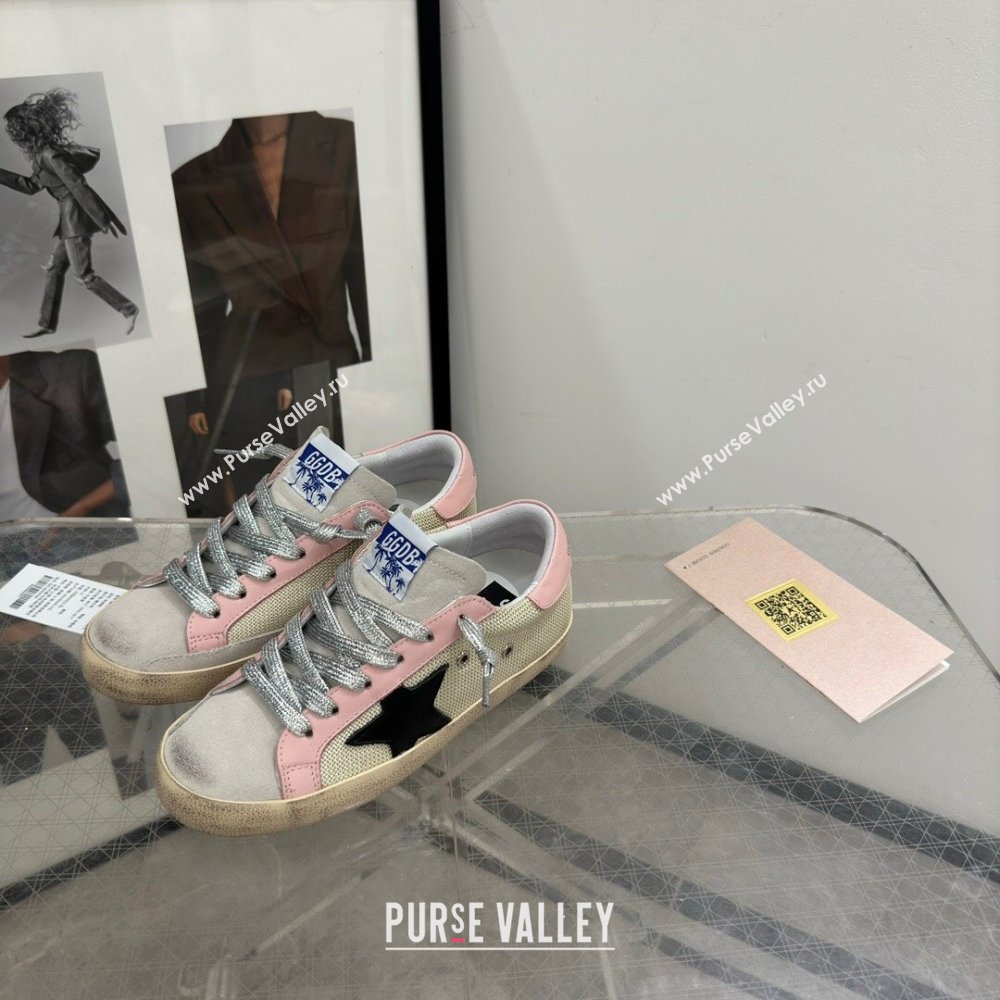 Golden Goose Super-Star Sneakers in Mesh and Light Pink Leather 2024 0702 (13-240702113)