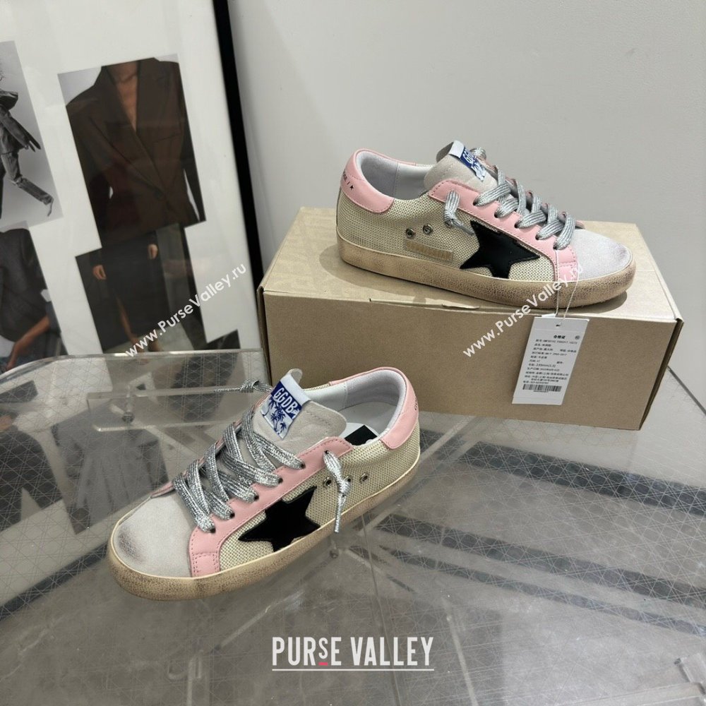 Golden Goose Super-Star Sneakers in Mesh and Light Pink Leather 2024 0702 (13-240702113)