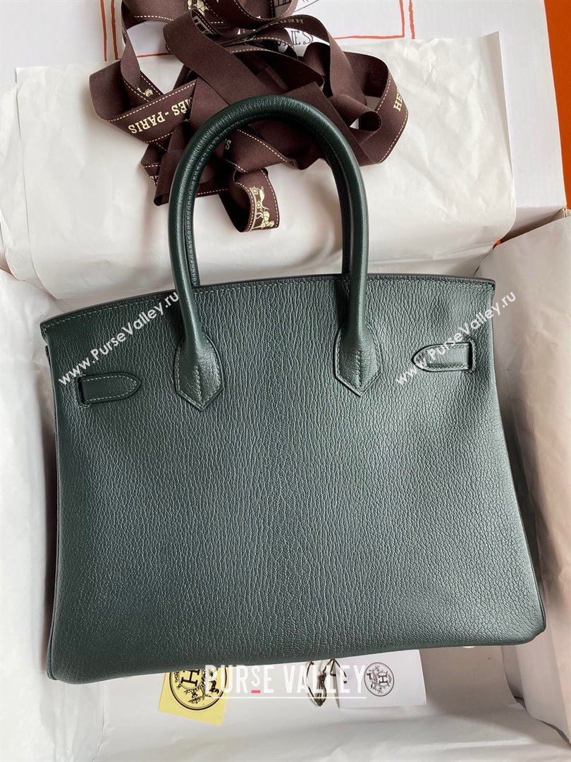 Hermes Birkin 25cm/30cm Bag in Original Chevre Leather Deep Green/Gold 2024 (Full Handmade) (XYA-24041002)