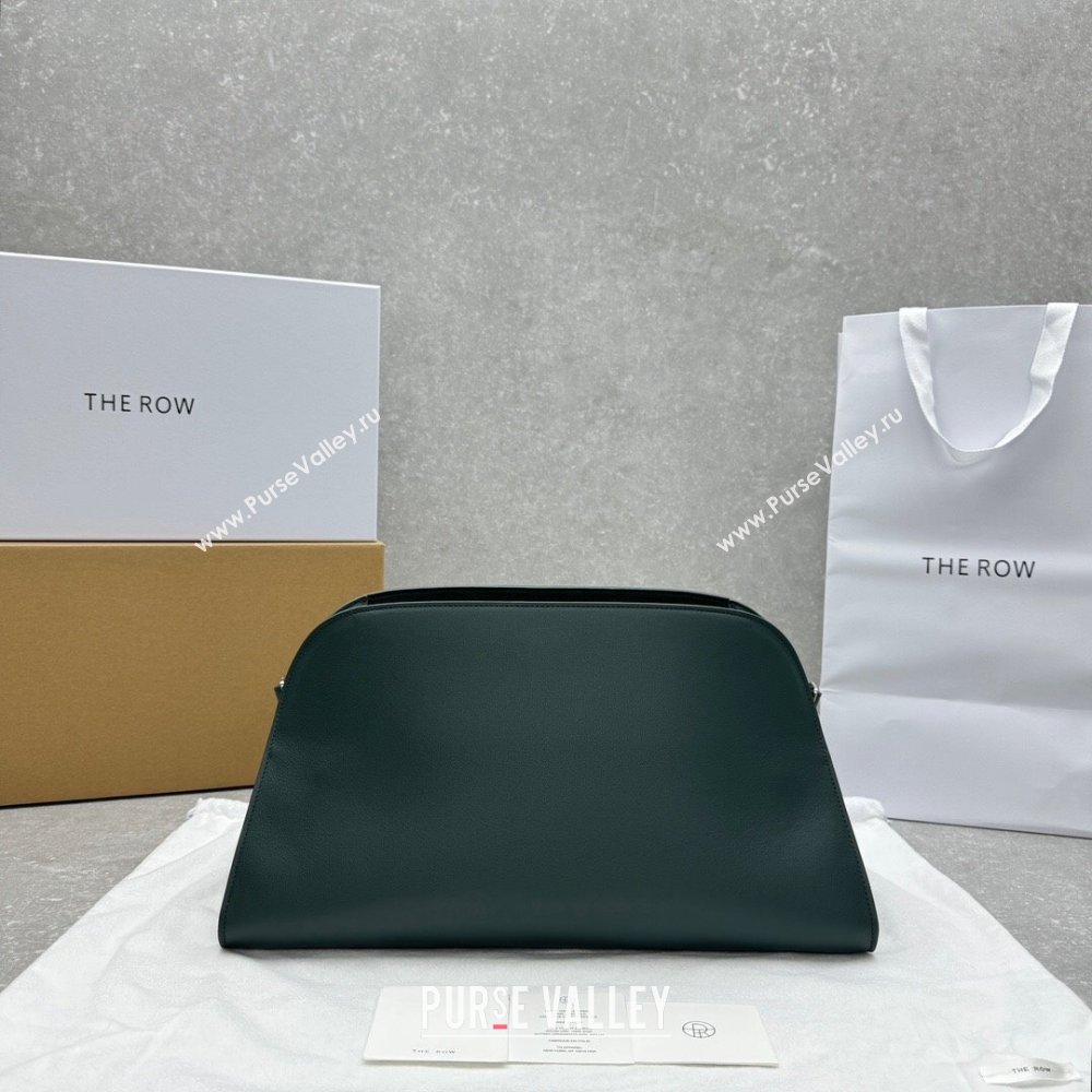 The Row Margaux Clutch in Smooth Leather Dark Green 2025 1843 (ningm-250408057)