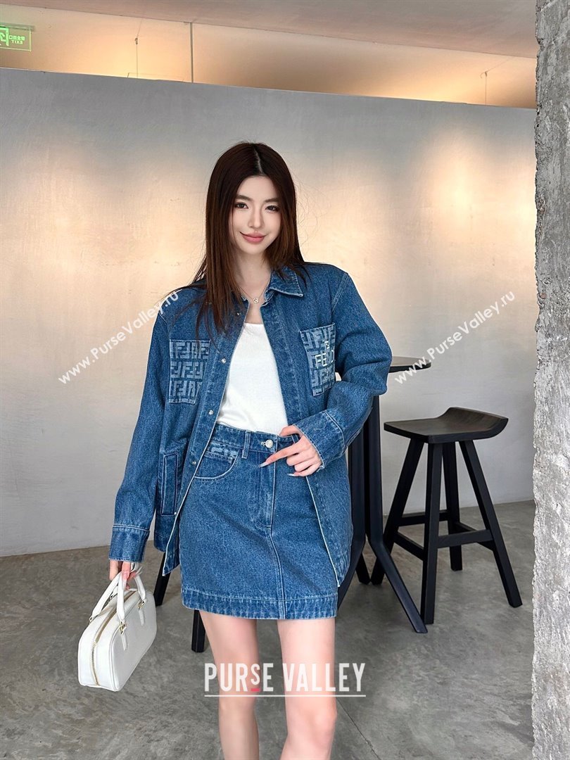 Fendi Denim Shirt and Skirt F022303 Blue 2024 (Q-24022303)