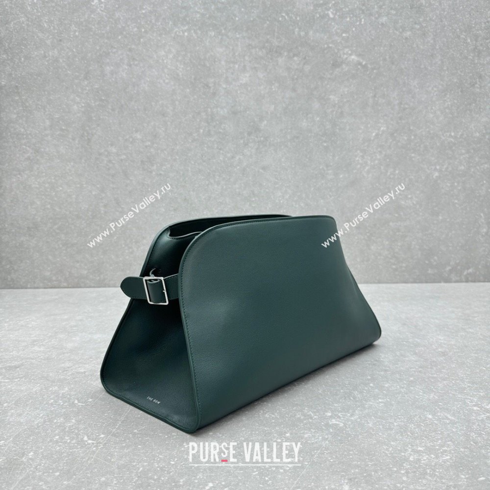 The Row Margaux Clutch in Smooth Leather Dark Green 2025 1843 (ningm-250408057)
