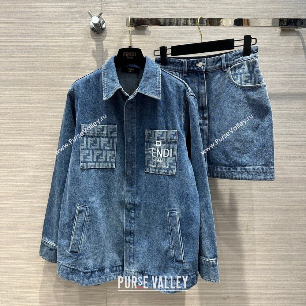 Fendi Denim Shirt and Skirt F022303 Blue 2024 (Q-24022303)