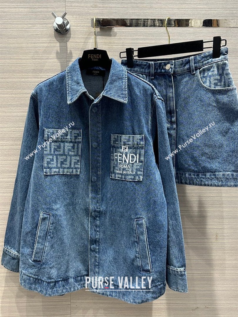 Fendi Denim Shirt and Skirt F022303 Blue 2024 (Q-24022303)