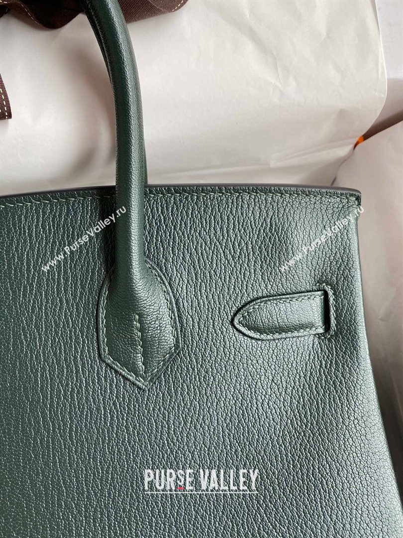 Hermes Birkin 25cm/30cm Bag in Original Chevre Leather Deep Green/Gold 2024 (Full Handmade) (XYA-24041002)