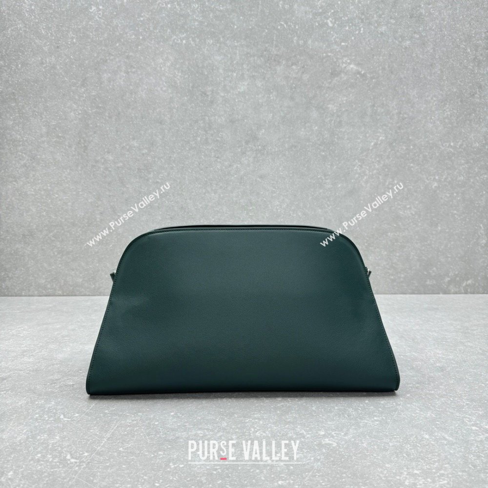 The Row Margaux Clutch in Smooth Leather Dark Green 2025 1843 (ningm-250408057)