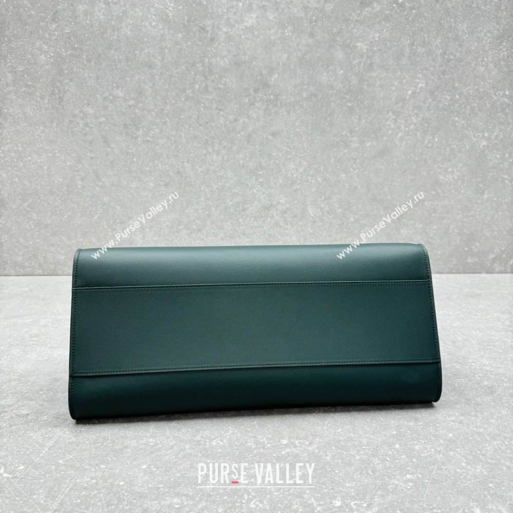 The Row Margaux Clutch in Smooth Leather Dark Green 2025 1843 (ningm-250408057)