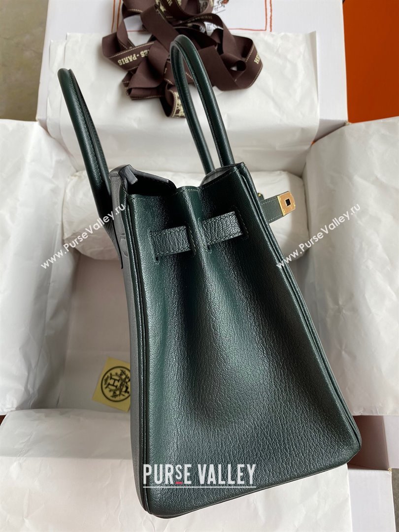 Hermes Birkin 25cm/30cm Bag in Original Chevre Leather Deep Green/Gold 2024 (Full Handmade) (XYA-24041002)