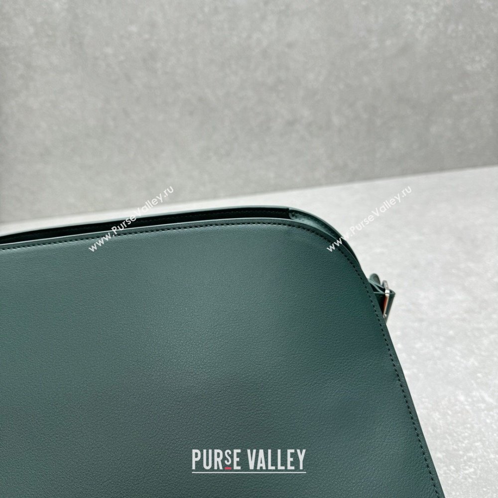 The Row Margaux Clutch in Smooth Leather Dark Green 2025 1843 (ningm-250408057)