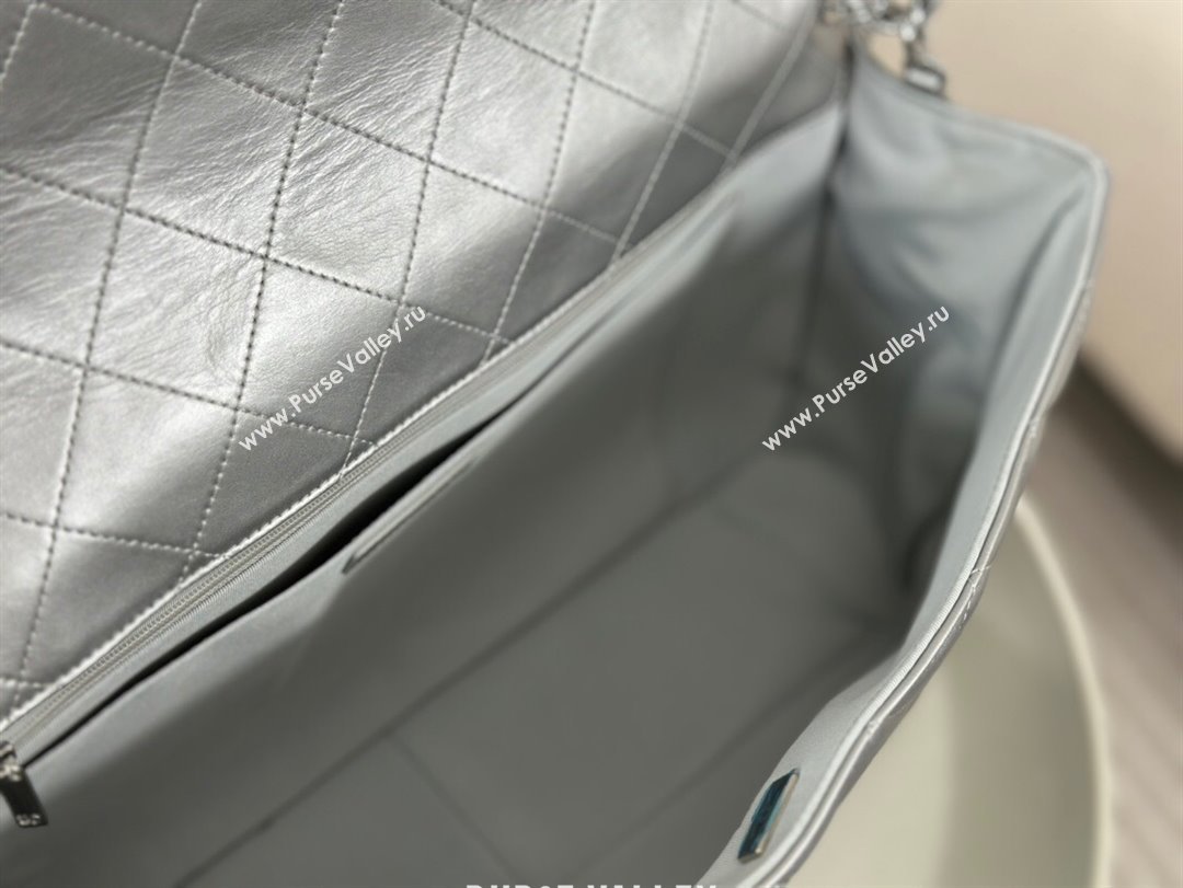 Chanel XXL Airline Travel Flap Bag in Smooth Calfskin A4661 Silver/Silver 2024 Top (SM-23122127)