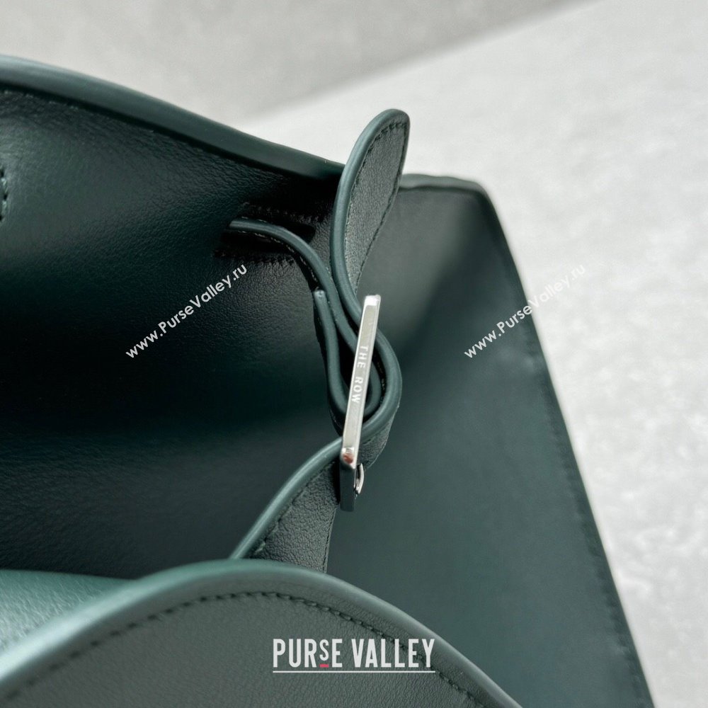The Row Margaux Clutch in Smooth Leather Dark Green 2025 1843 (ningm-250408057)