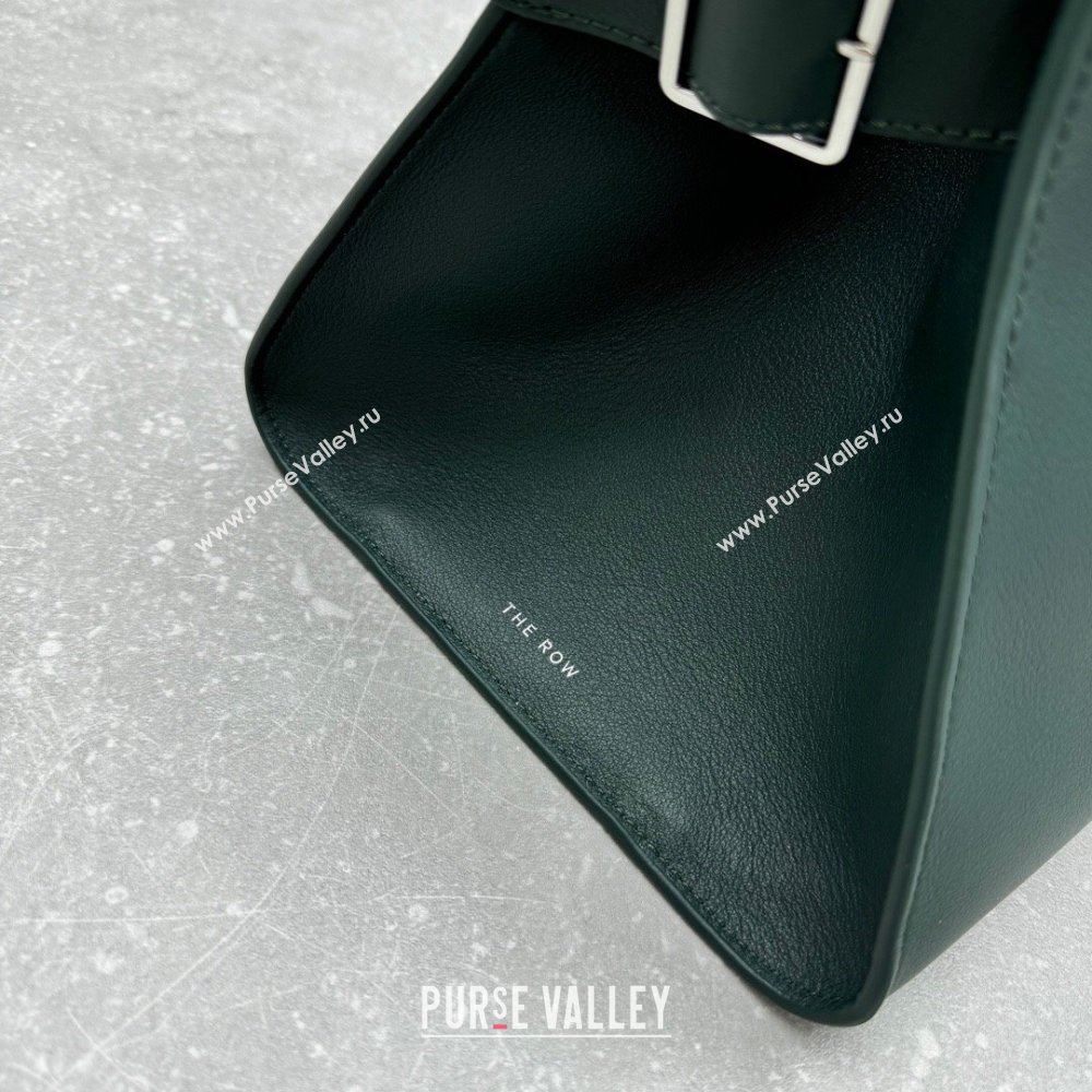 The Row Margaux Clutch in Smooth Leather Dark Green 2025 1843 (ningm-250408057)