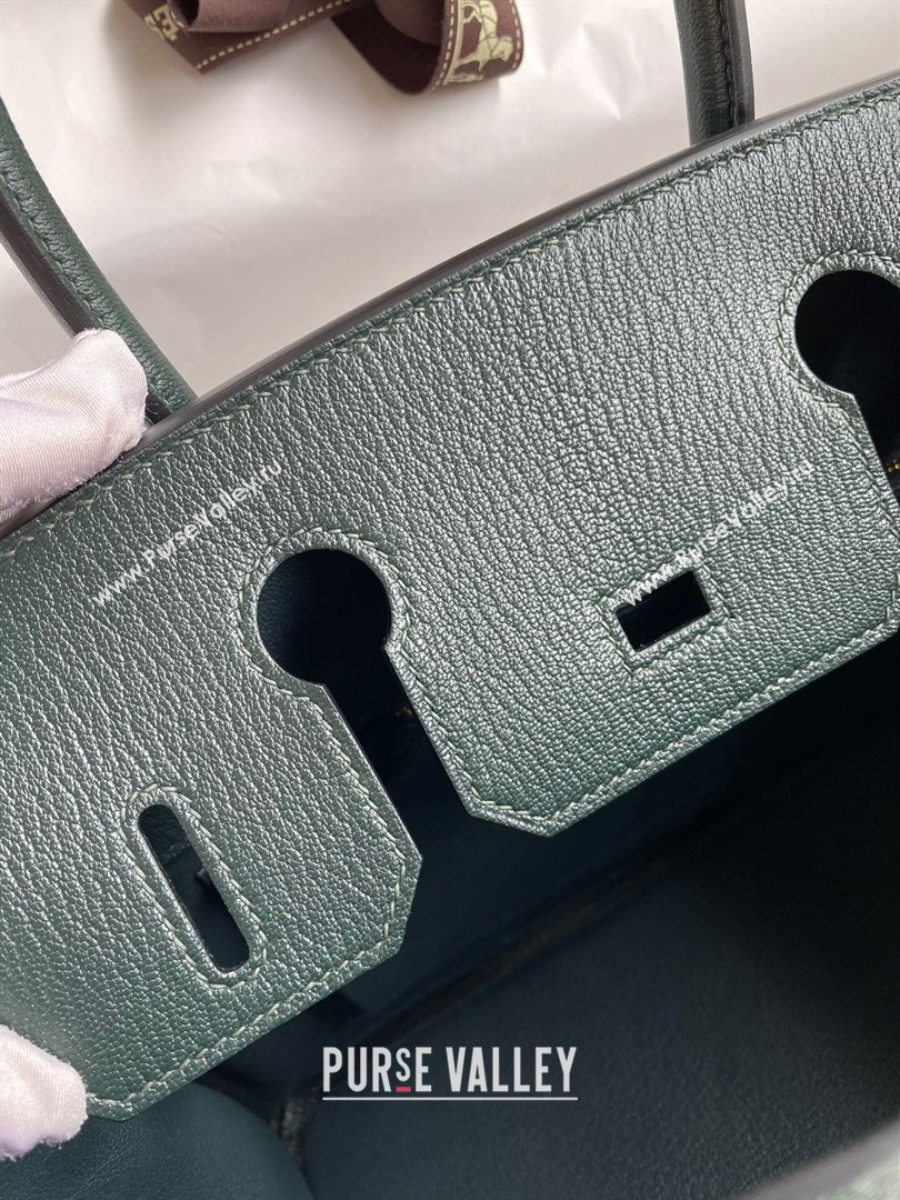 Hermes Birkin 25cm/30cm Bag in Original Chevre Leather Deep Green/Gold 2024 (Full Handmade) (XYA-24041002)