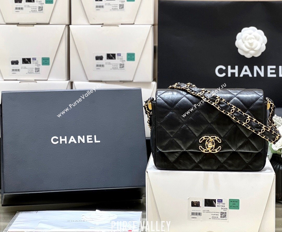 Chanel 19 Aged Calfskin Flap Bag AS4423 Black 2024 Top Quality (SHUNY-24091203)