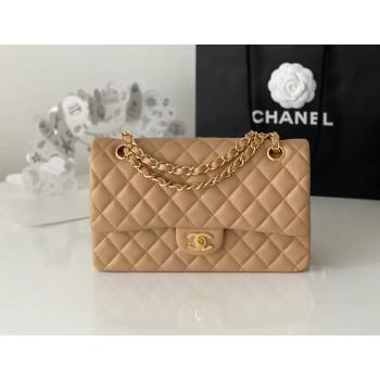 Chanel Quilted Lambskin Medium Classic Flap Bag A01112 Brown/Gold 2024 Original Quality (MHE-24072307)