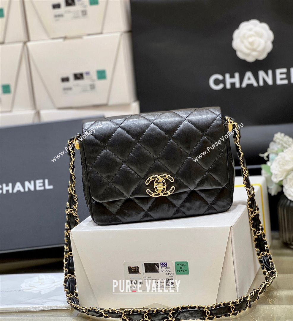 Chanel 19 Aged Calfskin Flap Bag AS4423 Black 2024 Top Quality (SHUNY-24091203)