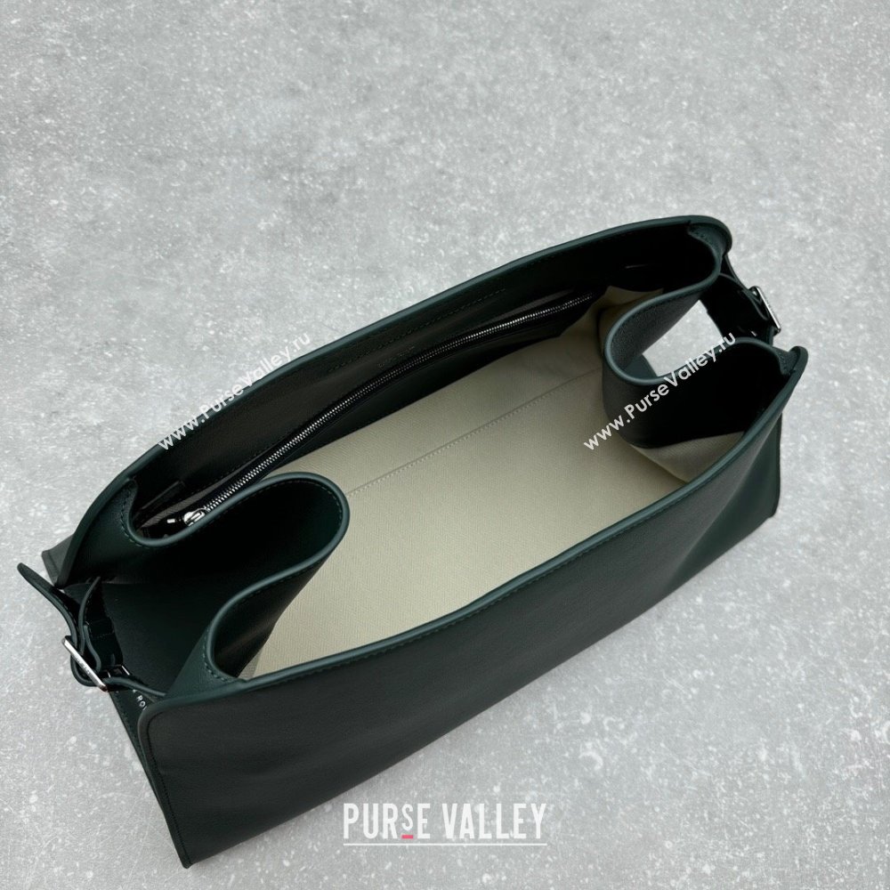 The Row Margaux Clutch in Smooth Leather Dark Green 2025 1843 (ningm-250408057)