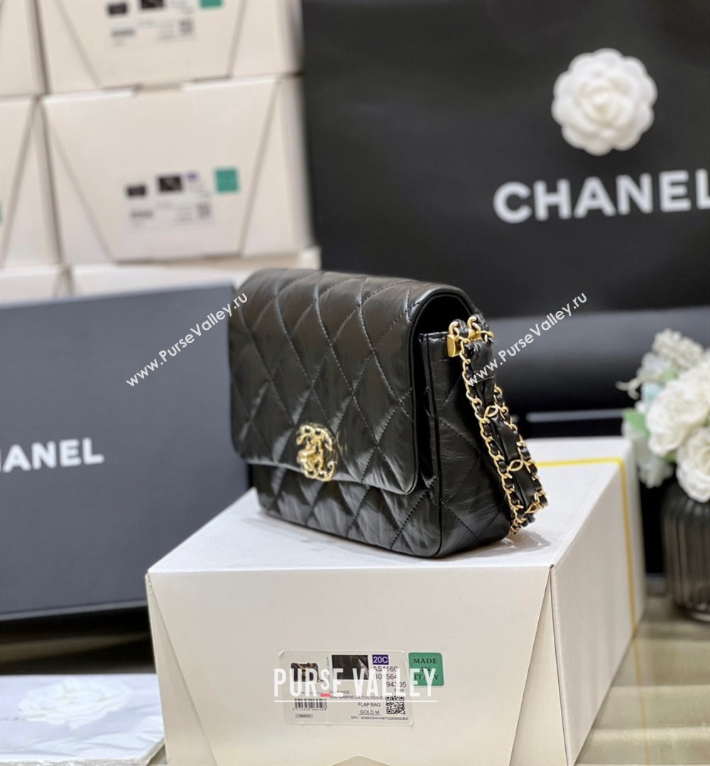 Chanel 19 Aged Calfskin Flap Bag AS4423 Black 2024 Top Quality (SHUNY-24091203)