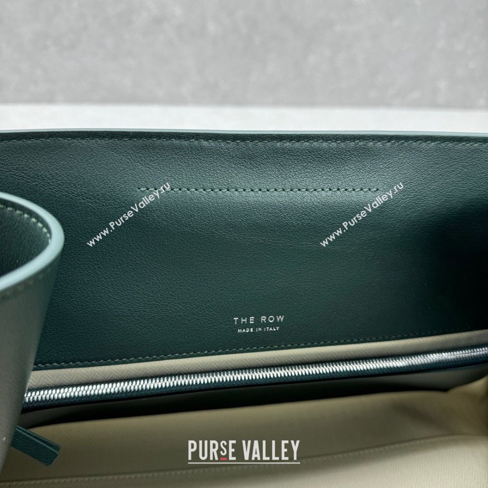 The Row Margaux Clutch in Smooth Leather Dark Green 2025 1843 (ningm-250408057)