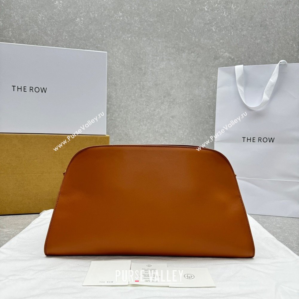 The Row Margaux Clutch in Smooth Leather Brown 2025 1843 (ningm-250408058)