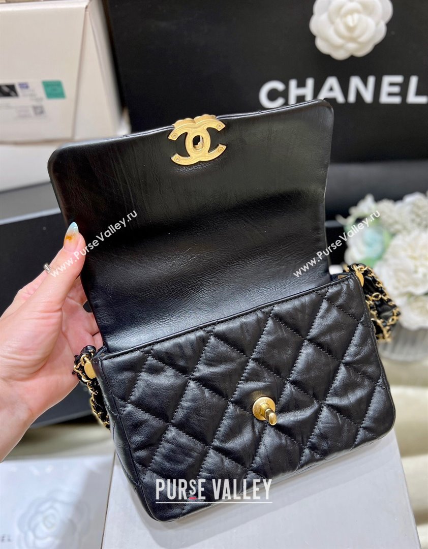 Chanel 19 Aged Calfskin Flap Bag AS4423 Black 2024 Top Quality (SHUNY-24091203)