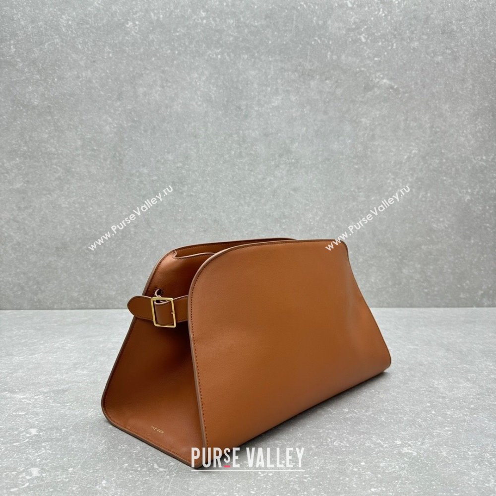 The Row Margaux Clutch in Smooth Leather Brown 2025 1843 (ningm-250408058)