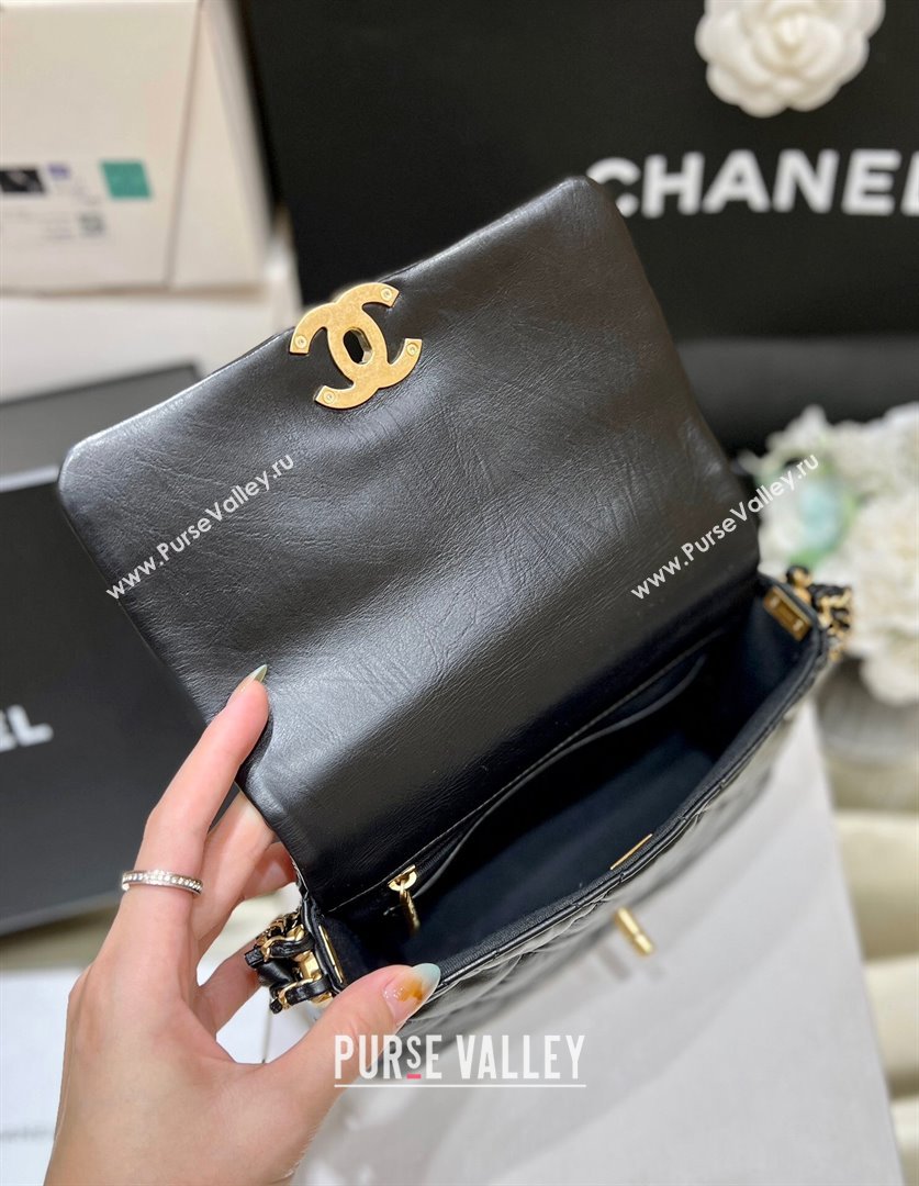 Chanel 19 Aged Calfskin Flap Bag AS4423 Black 2024 Top Quality (SHUNY-24091203)