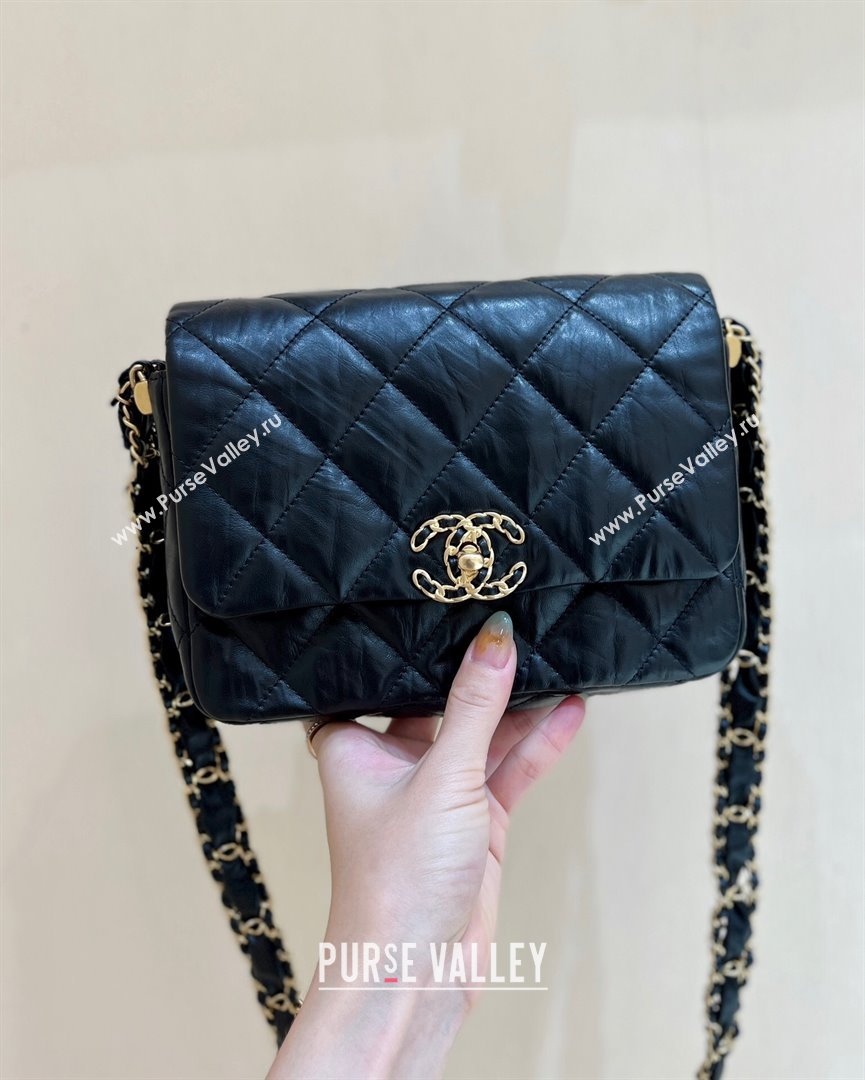 Chanel 19 Aged Calfskin Flap Bag AS4423 Black 2024 Top Quality (SHUNY-24091203)