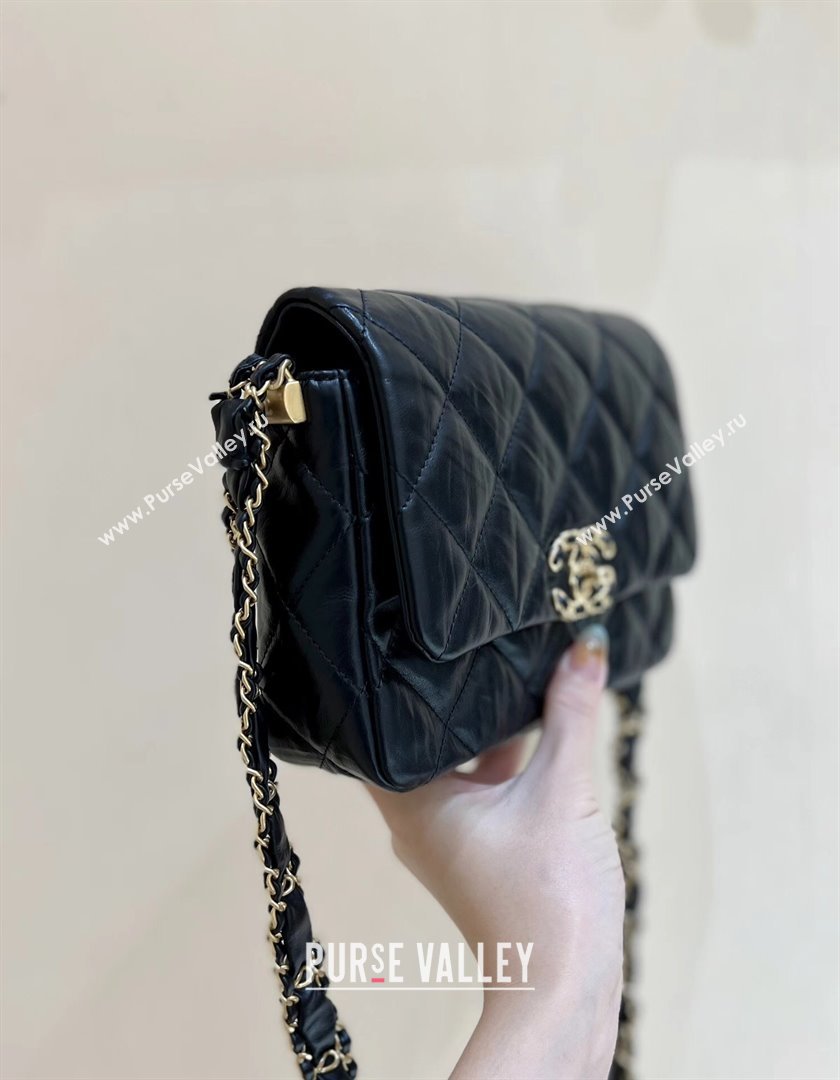 Chanel 19 Aged Calfskin Flap Bag AS4423 Black 2024 Top Quality (SHUNY-24091203)