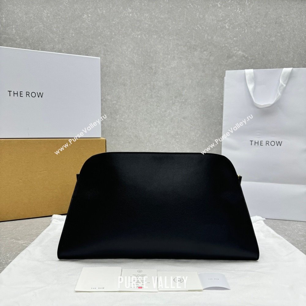 The Row Margaux Clutch in Smooth Leather Black 2025 1843 (ningm-250408059)