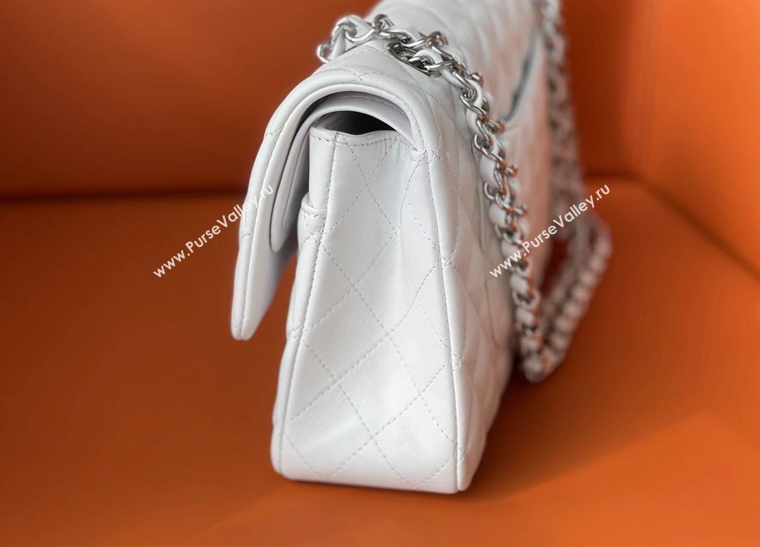 Chanel Quilted Lambskin Medium Classic Flap Bag A01112 White/Silver 2024 Original Quality (MHE-24072306)