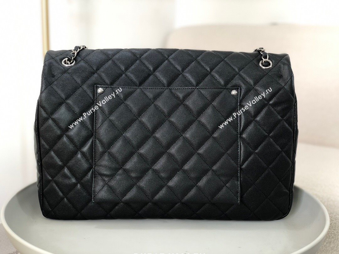 Chanel XXL Airline Travel Flap Bag in Grained Leather A4661 Black/Silver 2024 Top (SM-23122129)