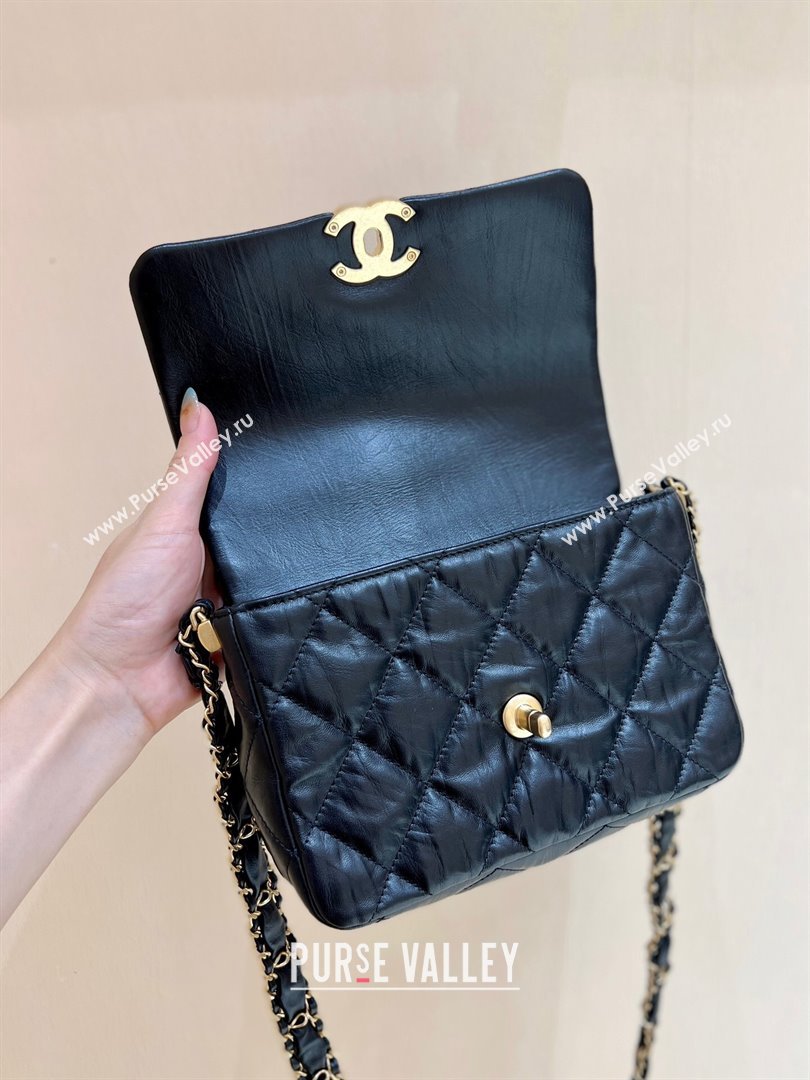 Chanel 19 Aged Calfskin Flap Bag AS4423 Black 2024 Top Quality (SHUNY-24091203)