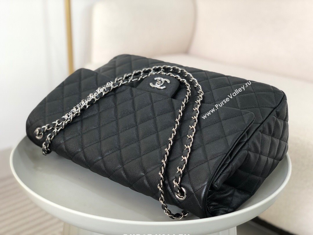 Chanel XXL Airline Travel Flap Bag in Grained Leather A4661 Black/Silver 2024 Top (SM-23122129)