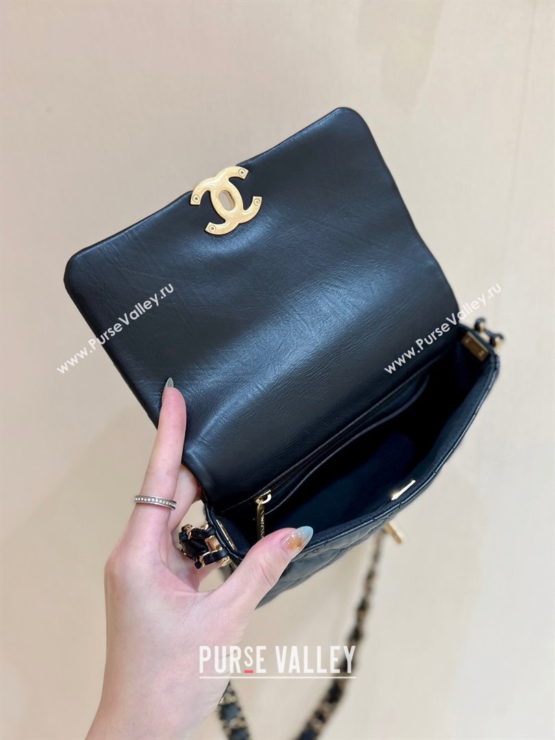 Chanel 19 Aged Calfskin Flap Bag AS4423 Black 2024 Top Quality (SHUNY-24091203)